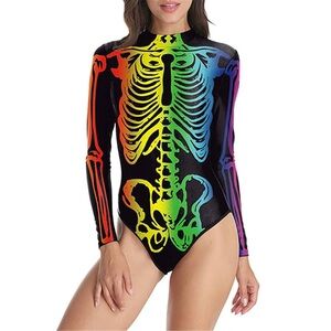Colorful Skeleton Print Bodysuit